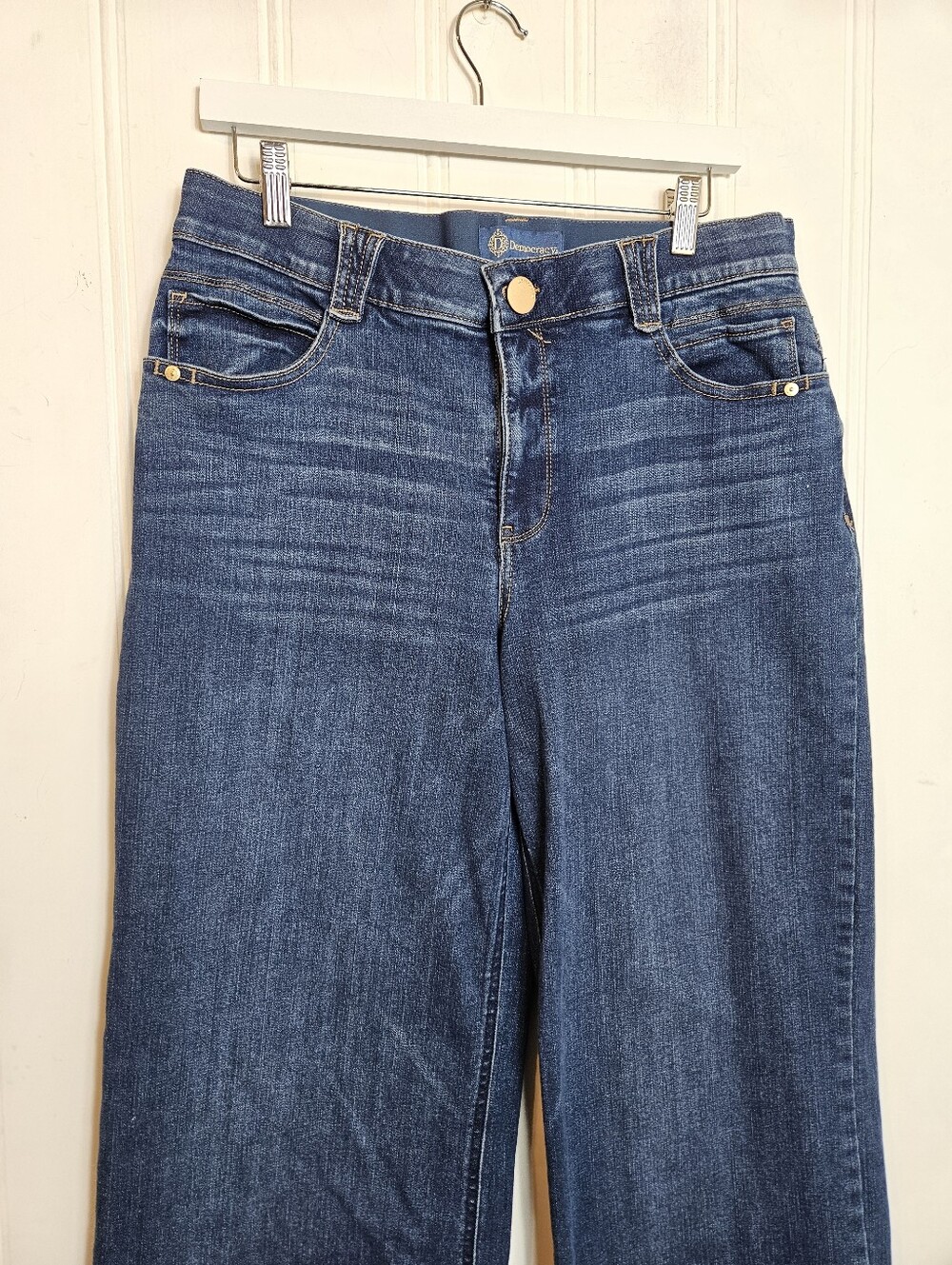 Democracy Wide Leg Jeans Womens 12 High Rise Absolution Stretch Blue Denim - Picture 3 of 15